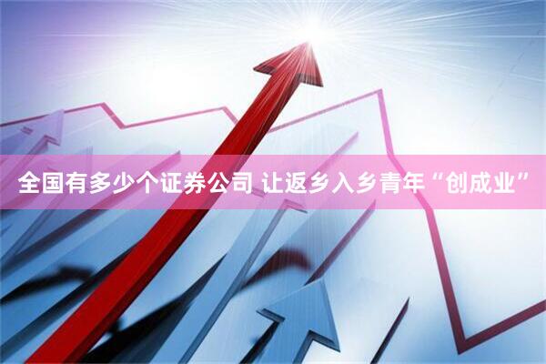全国有多少个证券公司 让返乡入乡青年“创成业”